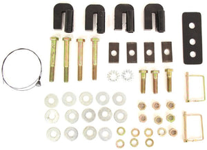 TorkLift F2011 installation hardware with bolts, nuts, washers, spacer plates, brackets, retaining pins and bolt fishing wire