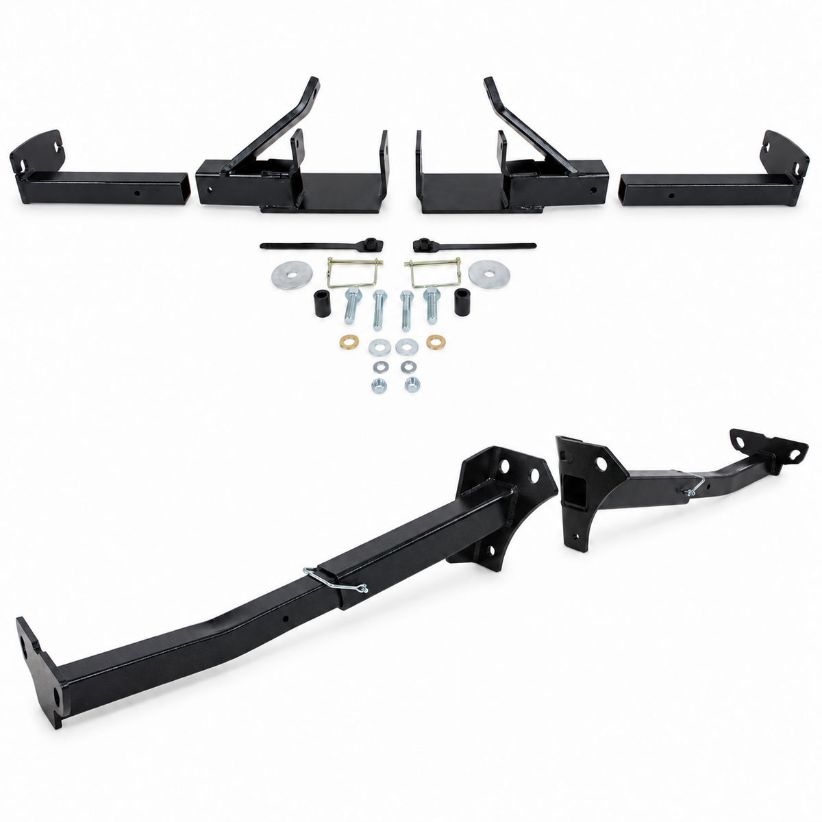 TorkLift T2307 front camper tie-down kit with removable inserts and mounting hardware, together with the T3304 rear pair, composed using photos from the individual products in our store